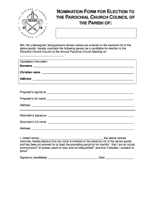 Nomination Form for Election Sample