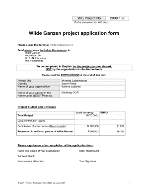 Wilde Ganzen Nl Grant Application Form