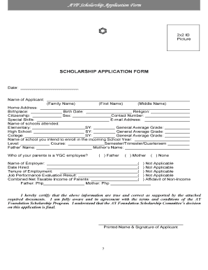 AYF SCHOLARSHIP APPLICATION FORM AY Foundation