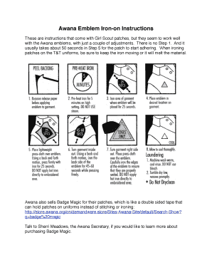 Girl Scout Badge Iron on Instructions  Form