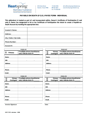 Printable Payable on Death Form