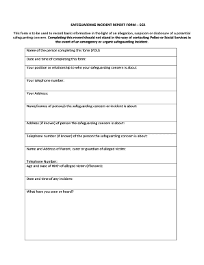 Safeguarding Incident Report Form