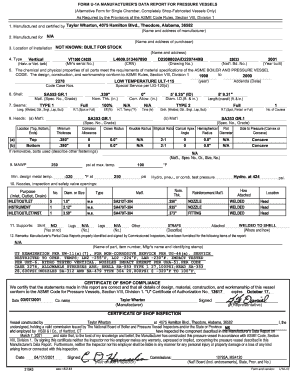 Asme P4 Form Filled Out Example