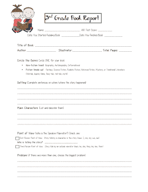 3rd Grade Book Report BridgePrep Academy Charter School  Form