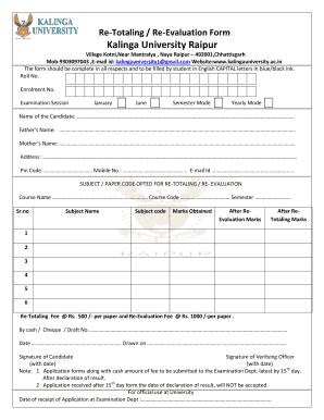 Kalinga University Marksheet Download  Form