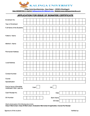 Kalinga University Degree Verification  Form