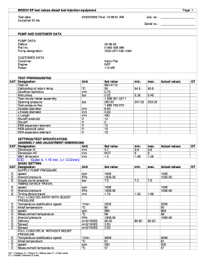 Bosch Ep Test Values Diesel Fuel Injection Equipment Form