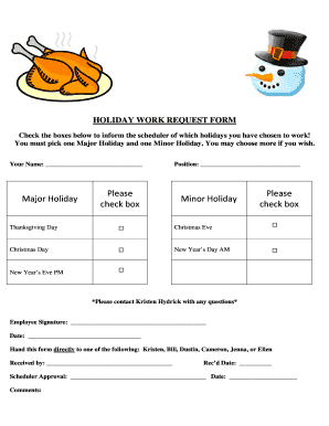 Holiday Work Request Form