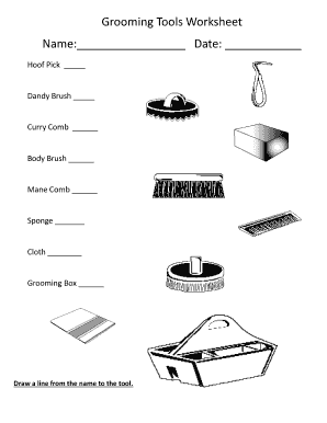 Horse Grooming Tools Worksheets  Form