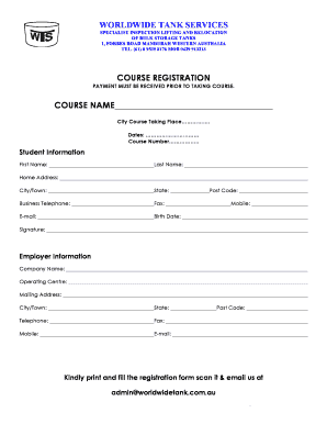 API Course Registration Form Template