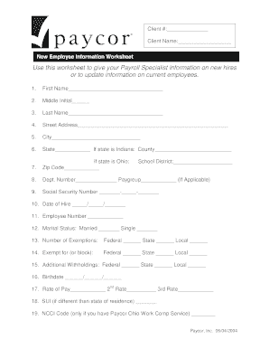 Paycor New Hire Forms