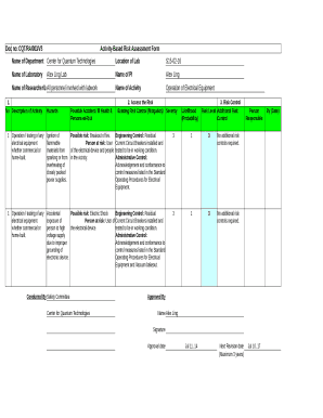 Electrical Risk Assessment Example PDF  Form