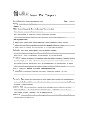 Asca Standards for Lesson Plans  Form