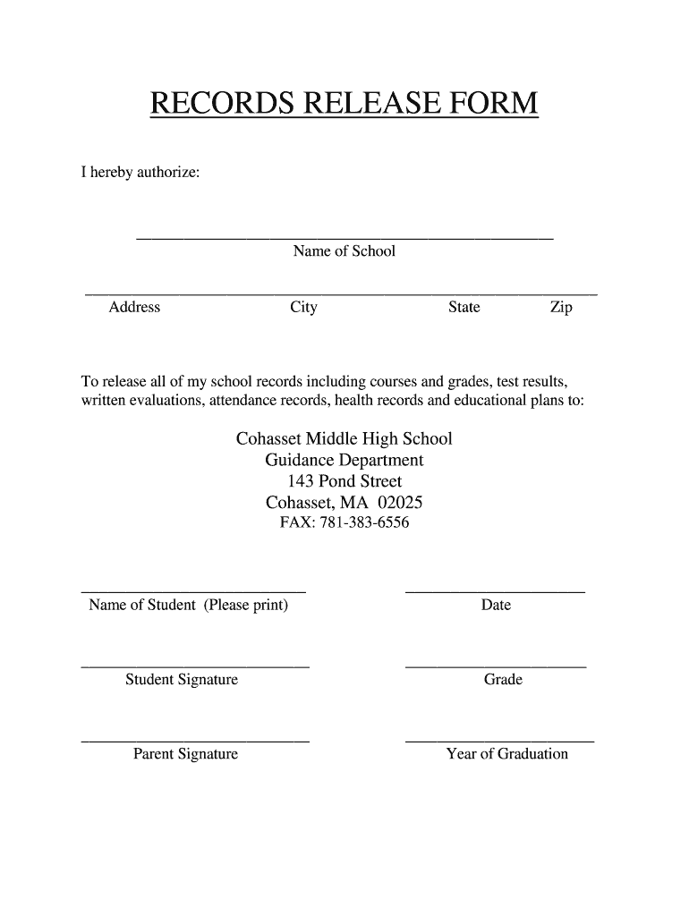 School Records Release Form