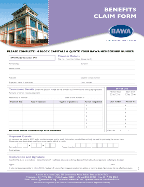 Bawa Claim Form