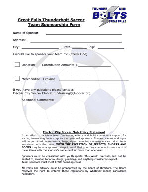 How U Do Donation Form for Soccer