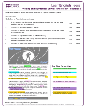 Writing Skills Practice Skyfall Film Review Exercises  Form
