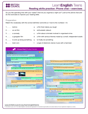 Reading Skills Practice Phone Chat Exercises LearnEnglish Teens  Form