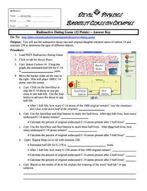 Radioactive Dating Game Answers  Form