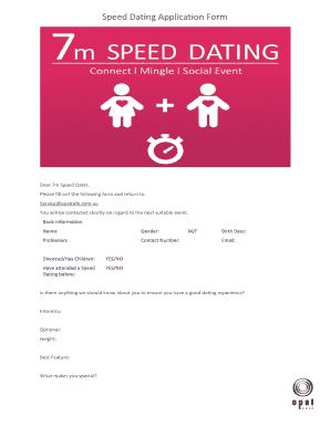 Speed Dating Registration Form