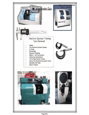 Micrometer Quiz PDF  Form