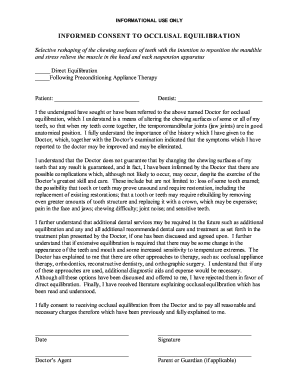 INFORMED CONSENT to OCCLUSAL EQUILIBRATION