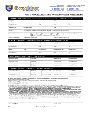 Net 15  Form