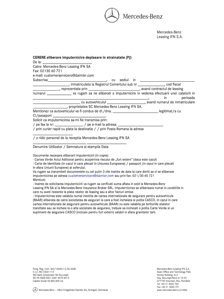 Cerere De Imputernicire  Form