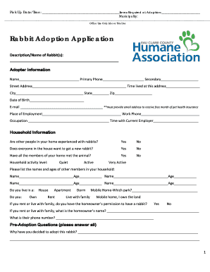 Bunny Adoption Forms
