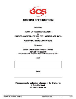 ACCOUNT OPENING FORM Global Construction Services Limited