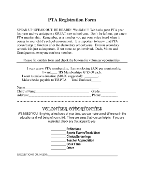 Pta Registration Form