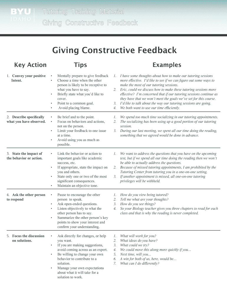 Constructive Criticism Worksheet  Form