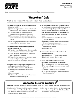 Unbroken Test PDF  Form