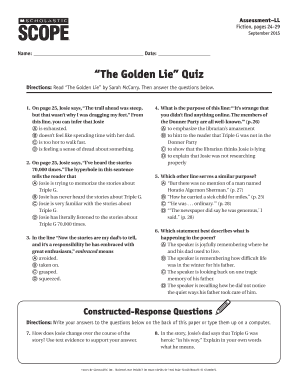 The Golden Lie Quiz Answers Form