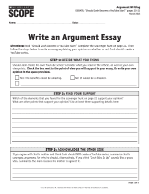 Scholastic Scope Debate Articles PDF  Form