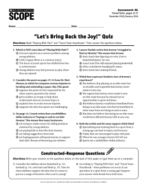 Let&amp;#39;s Bring Back the Joy! Quiz Scholastic  Form