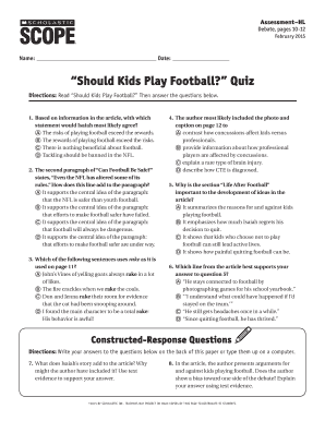 Football Quiz for Kids  Form