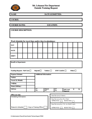 Fire Department Training Request Form