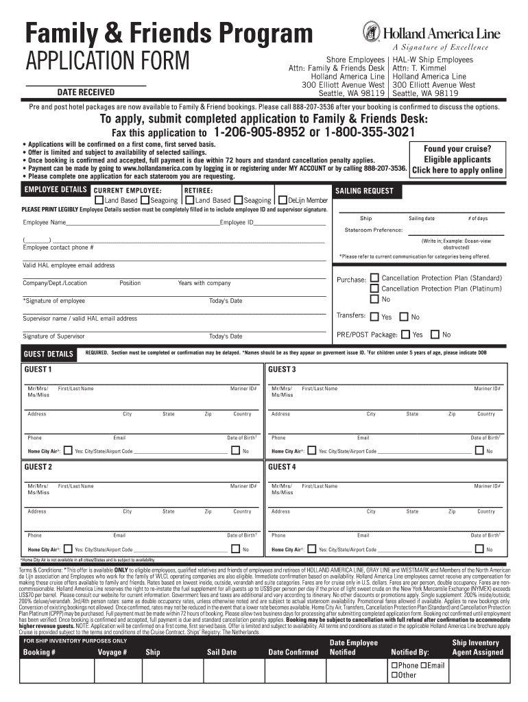 Sample Family and Friends Program  Form