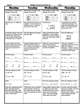 weekly homework sheet 3 answer key