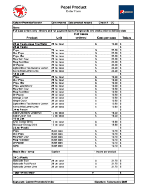 Pepsi Order  Form