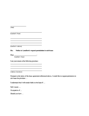 Sample Letter to Landlord Permission to Add a Roommate  Form