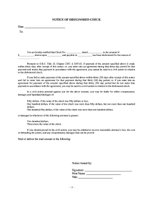 Bad Check Letter in Ohio Template  Form