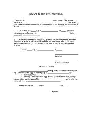 Individual Demand  Form