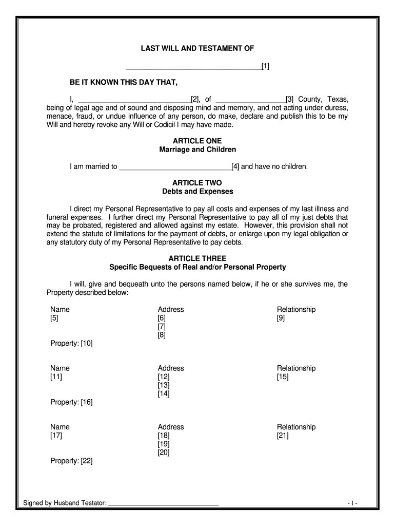 Holographic Will Sample PDF Texas Form Fill Out And Sign Printable