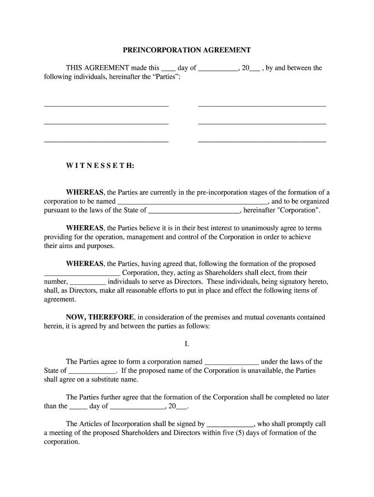 Shareholders Agreement  Form