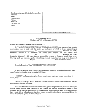 Life Estate Deed Example  Form