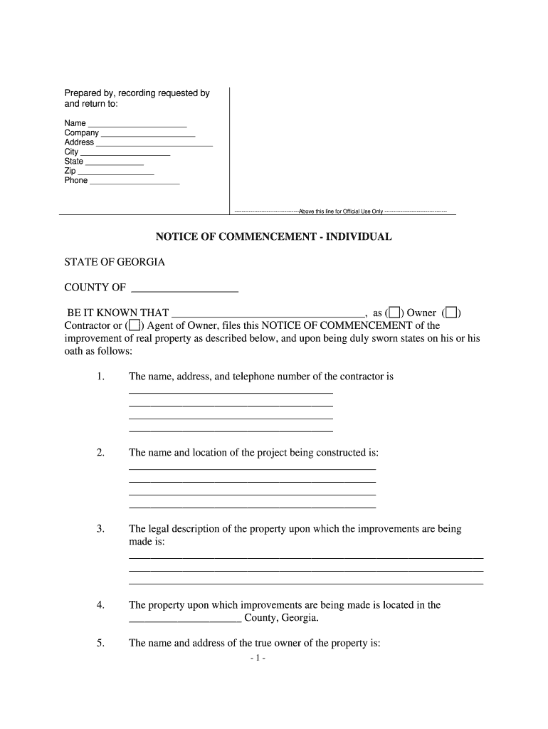 Notice of Commencement Form Georgia
