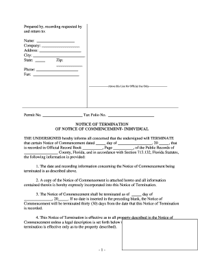 Notice of Termination of Notice of Commencement PDF  Form