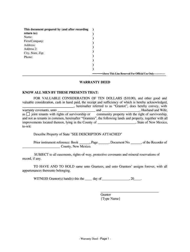 Joint Tenancy Deed  Form